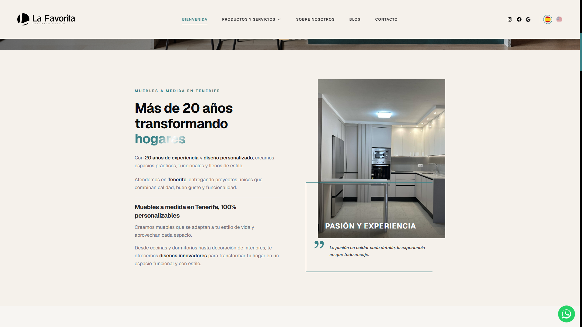 Seção principal da página inicial